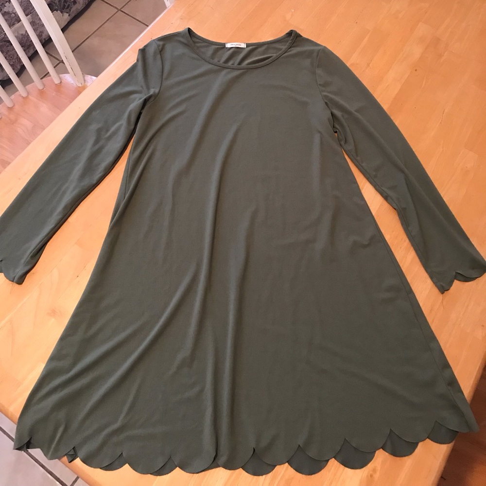 Olive long sleeve dress